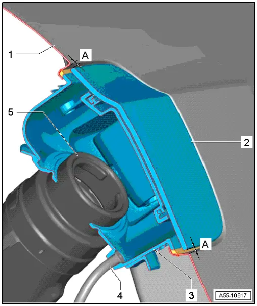 Audi Q3. Installed Position of the Fuel Filler Door Unit