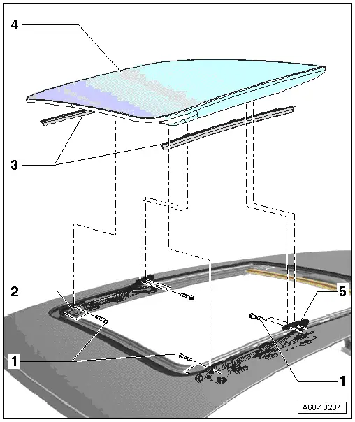 Audi Q3. Panel 1 for the Panorama Roof, Removing