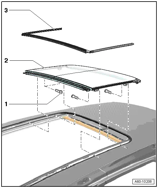 Audi Q3. Panel 2 for the Panorama Roof, Removing