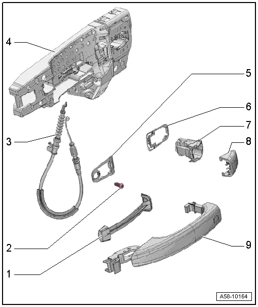 Audi Q3. Overview - Exterior Door Handle, Bracket