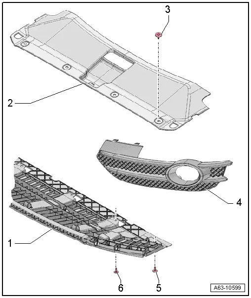 Audi Q3. Overview - Bumper Cover, Lock Carrier Cover, Air Intake Grille and End Panel