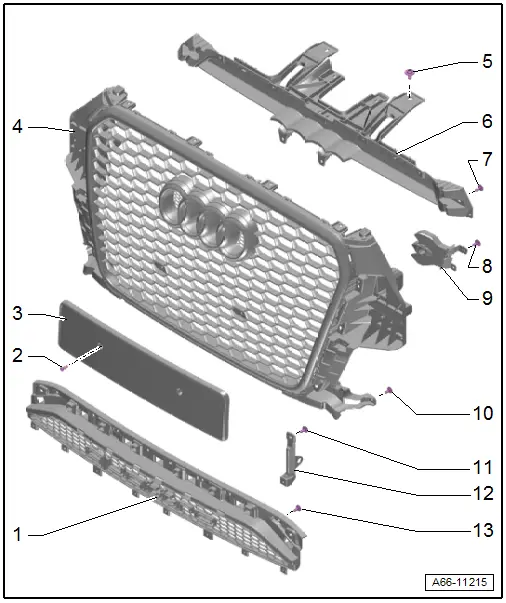 Audi Q3. Overview - Radiator Grille, Audi RS Q3 through MY 2014