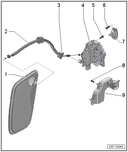 Audi Q3. Overview - Door Handle and Door Lock, Door Lock and Catch