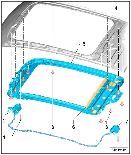 Audi Q3. Sunroof Frame, Removing and Installing